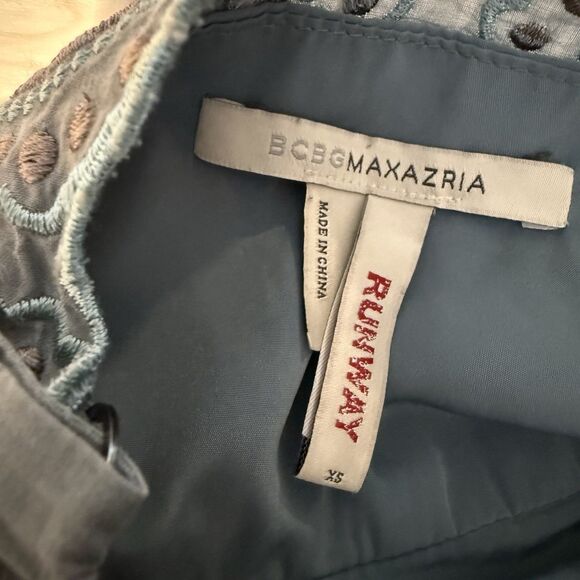 BCBG MaxAzria Runway Embroidered Lined Adjustable Dress 4 Boho Hippie Peasant - Picture 10 of 16